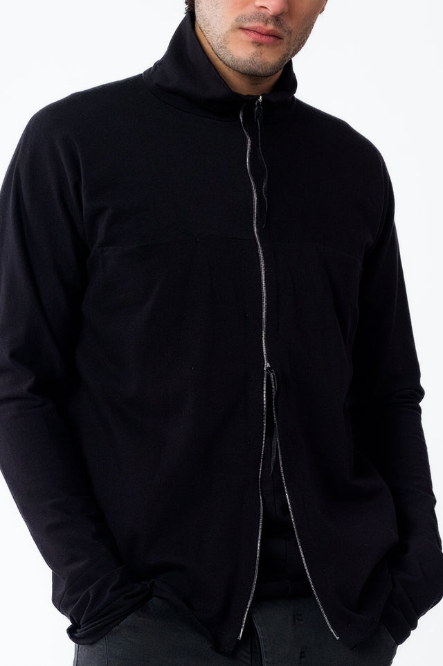 Zipped Tall Collar Shirt